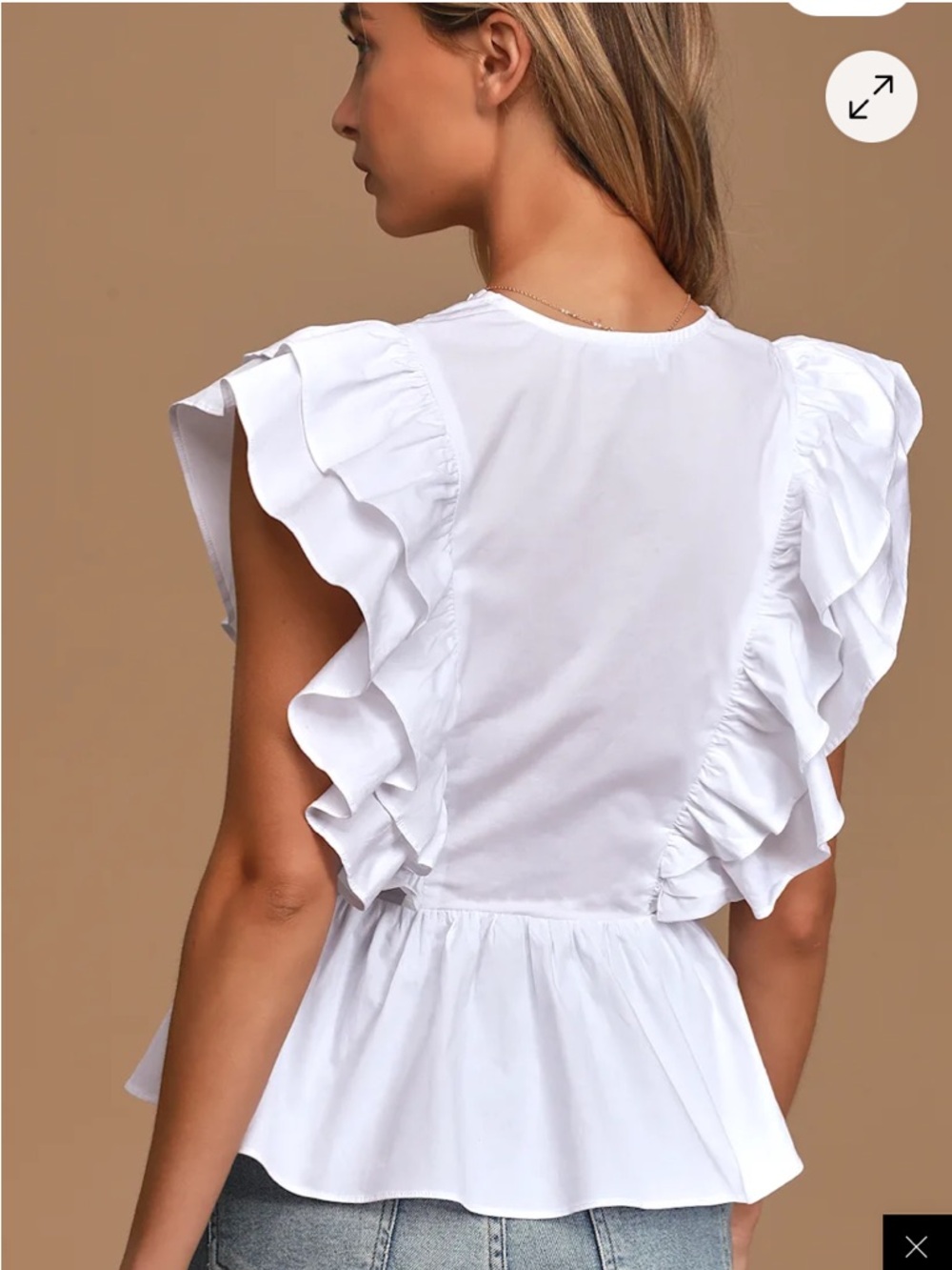 Lulu's White Ruffled V-Neck Blouse - Picture 4 of 13